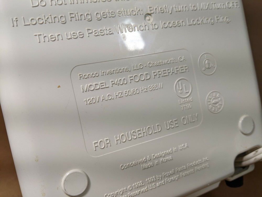 Popeil Pasta Maker P400 Replacement Base