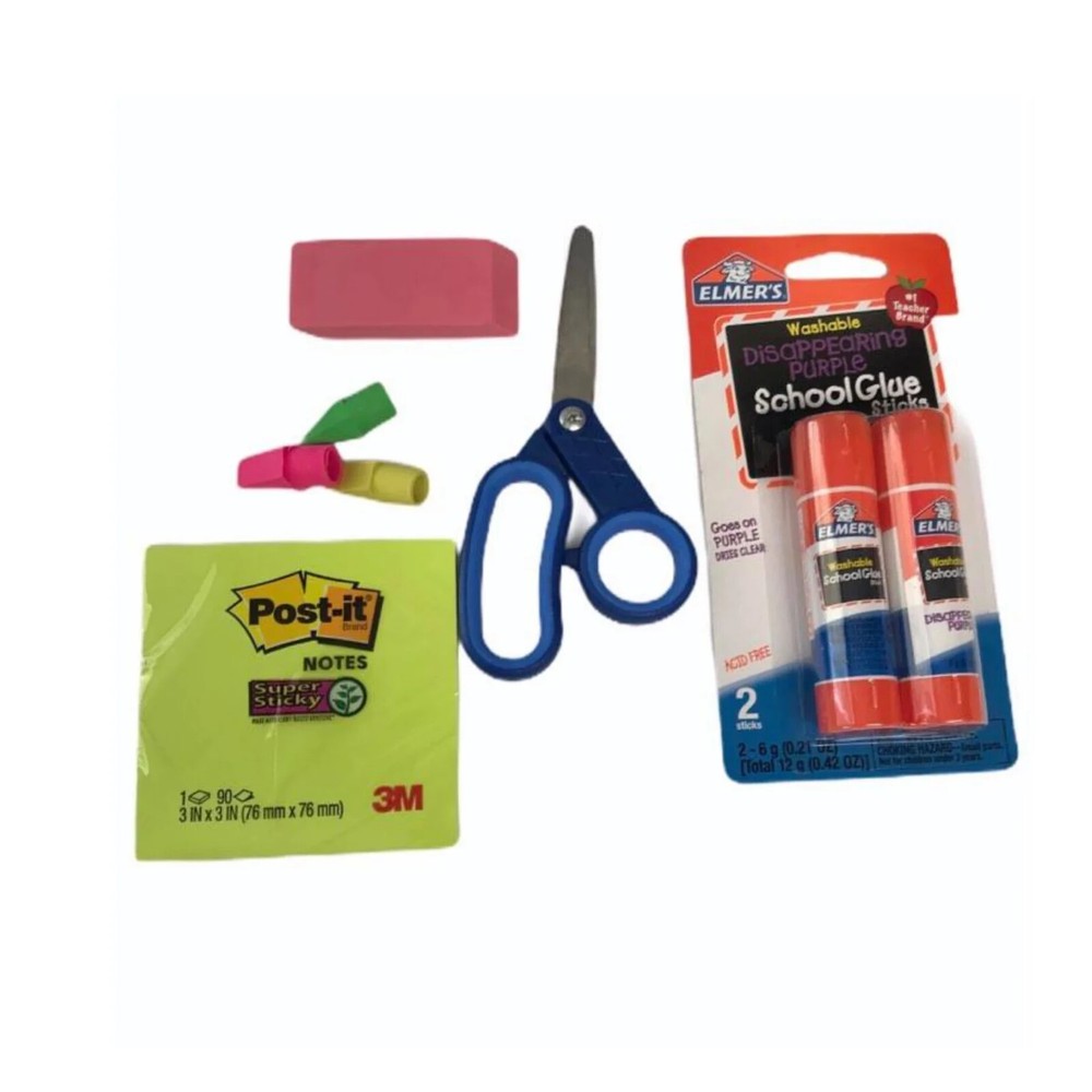 Elementary Back to School Supply Kit – Folders, Crayons, Pencils, Scissors