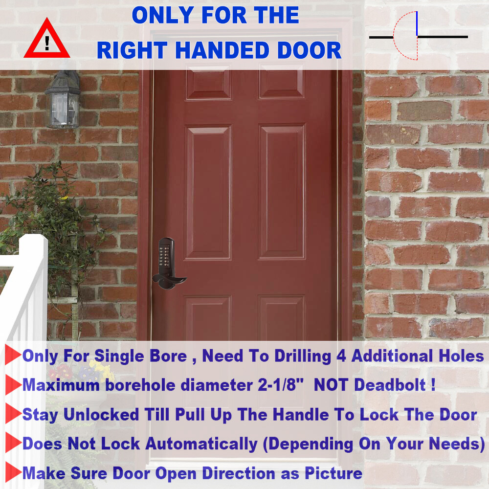 Door Lock Keyless Keypad Entry Mechanical Combination Code Lock High Security