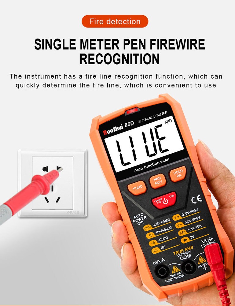Digital Multimeter Voltmeter Ammeter Ohmmeter Volt AC DC Tester Leads Meter