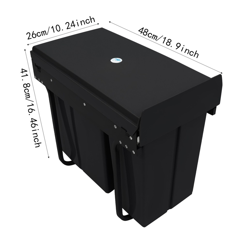 Pull Out Under Cabinet Double Trash Can 10L + 20L Garbage Can Kitchen Waste Bin