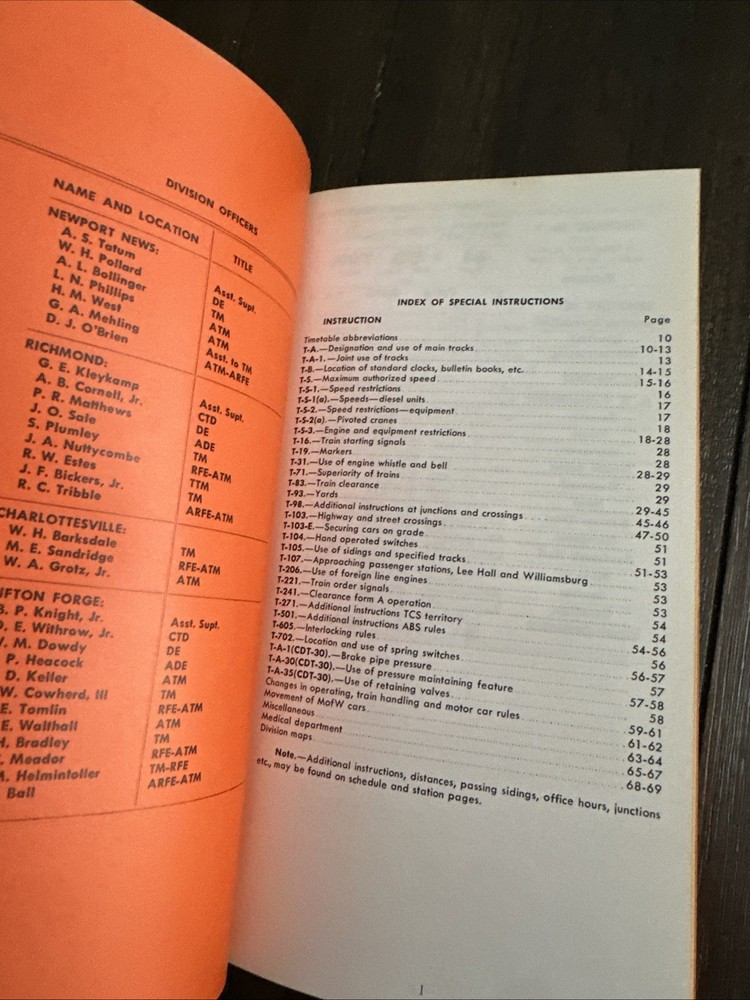 C&O Vintage Timetable book