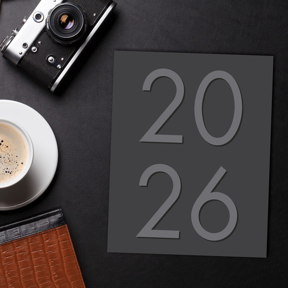Basic Gray 2026 7.5" x 9.5" Booklet Monthly Planner