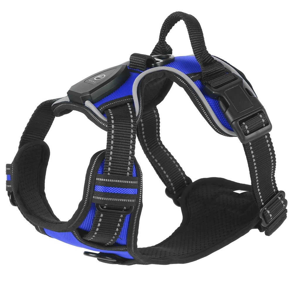 LED Dog Harness Rechargeable No-Pull w/ Handle - Dark Blue - Medium