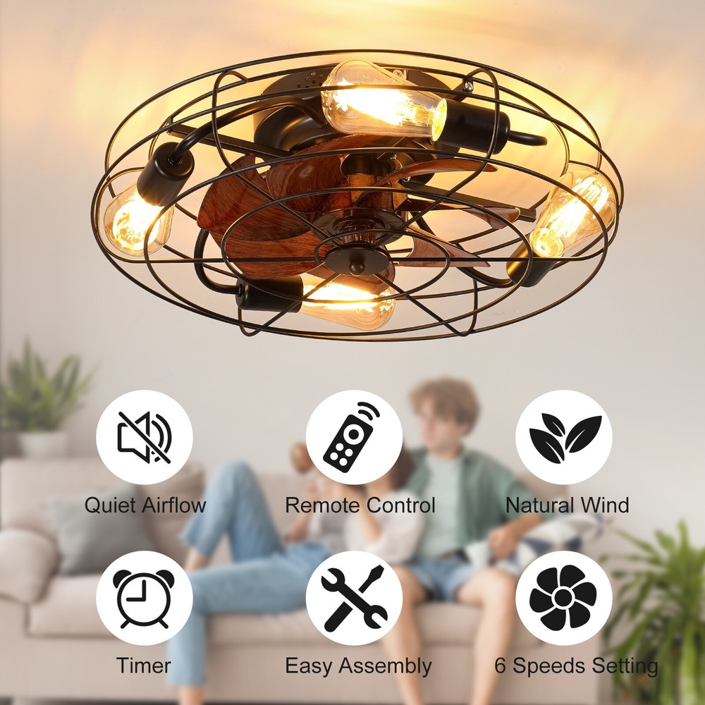 20'' farmhouse Low Profile Ceiling fan Lights With Remote Control