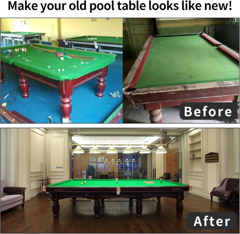 8" Pool Table Felt with 6 Pre-Cut Cloth Strips Billiard Table Cloth