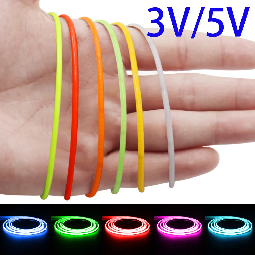 DC 5V 2.7mm Thin COB LED Strip Light 480LED/m Flexible Tape Light Dimmable Cut