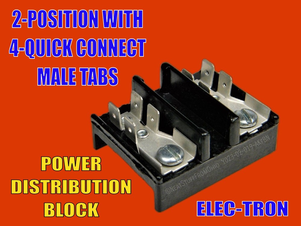 ELECTRON 2-POSITION TERMINAL STRIP, SCREWS & 8 QUICK-CONNECT TABS 👉GREAT ITEM👈