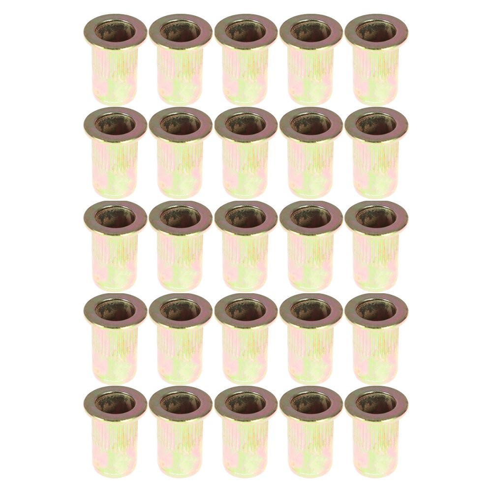 M6 Metric Carbon Steel Rivet Nut Flat Head Threaded Insert Nutsert 100 Pack