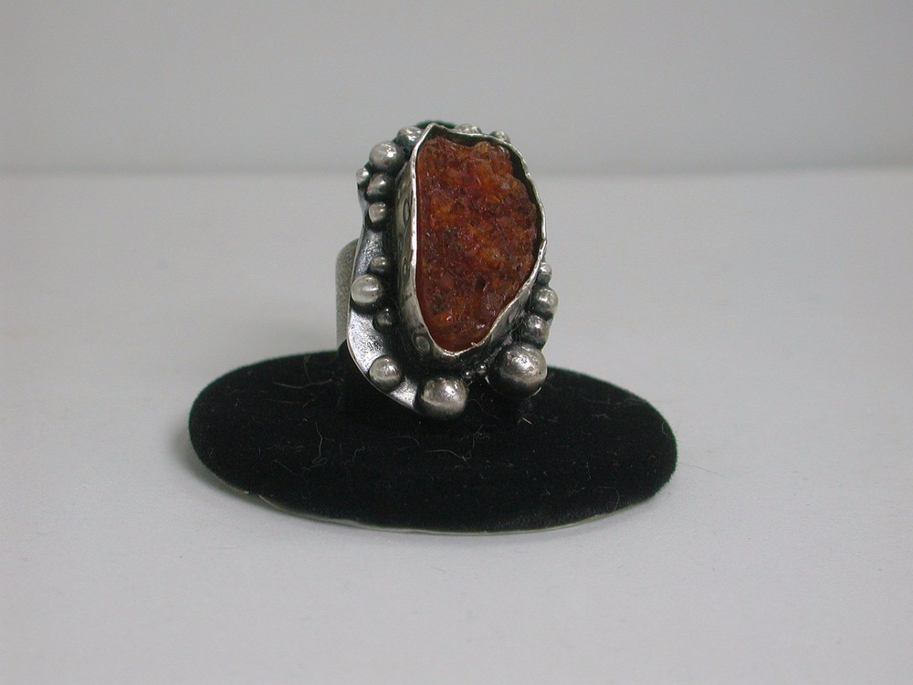 Sterling Silver Rough Citrine Ring, Artisan Handmade in USA