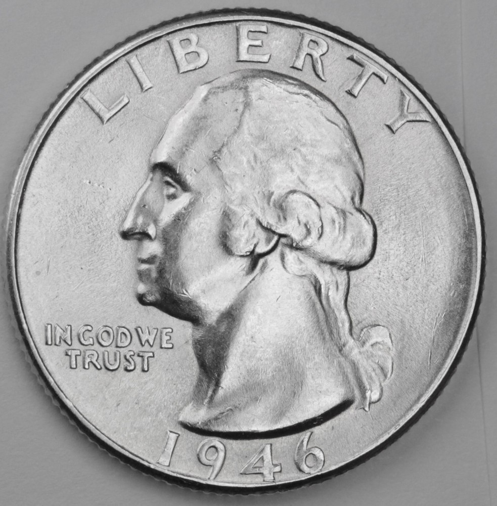 1946-d Washington Quarter.  Blast White, Minimum Bag Marks. Choice BU.  (Inv A)