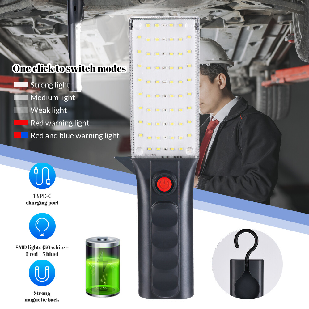 Magnetic Flashlight LED Rechargeable Work Light Multi FlashLight With Hook