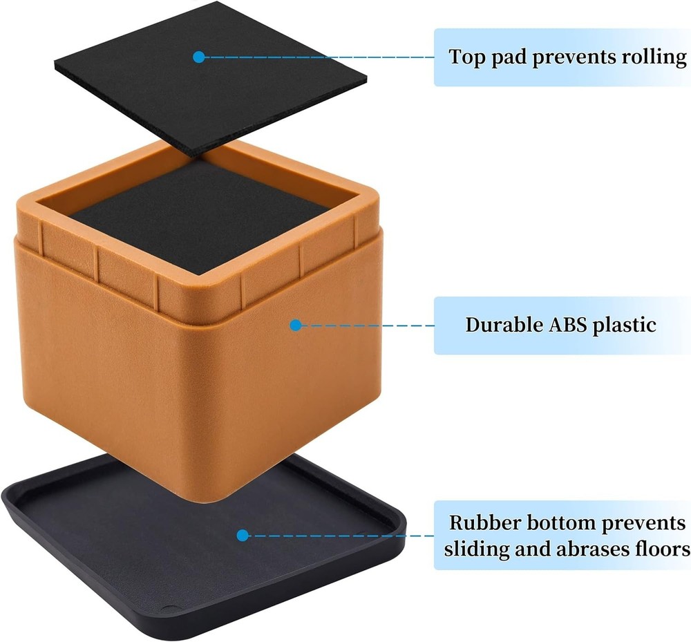 Adjustable Heavy Duty Bed Risers 3 Inch Stackable Bed Frame Riser Lifter 4 Pa...