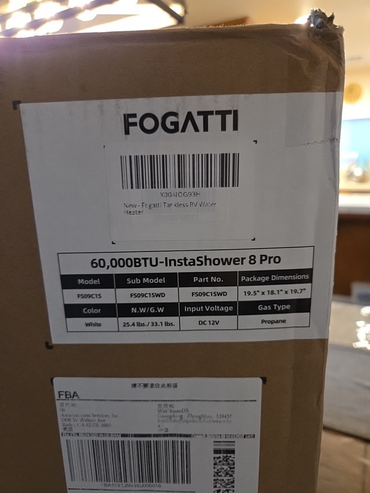 New Fogatti RV tankless water heater