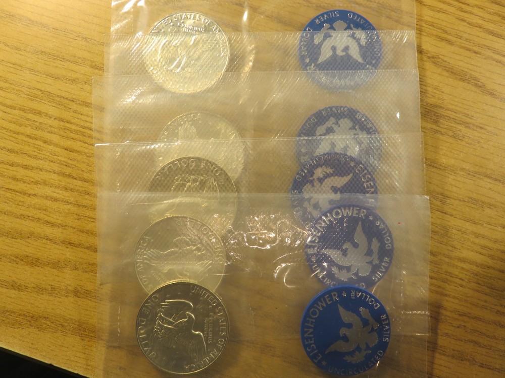 1974 Ike Silver Dollars 40% Silver all unc.