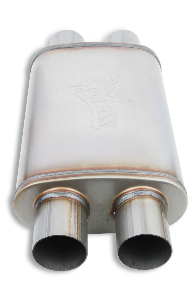 Flowmaster Flowmonster 409SS Oval Case Absorption Muffler, 2.50" Dual In / Out