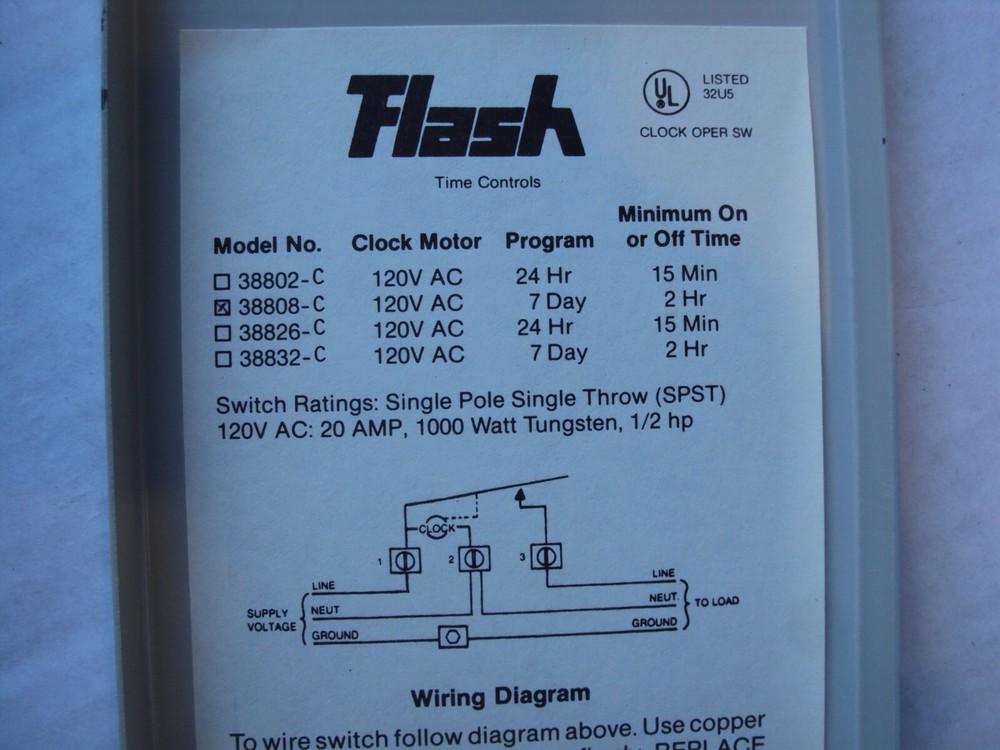 FLASH Time Control model : 38808-C Time Switch