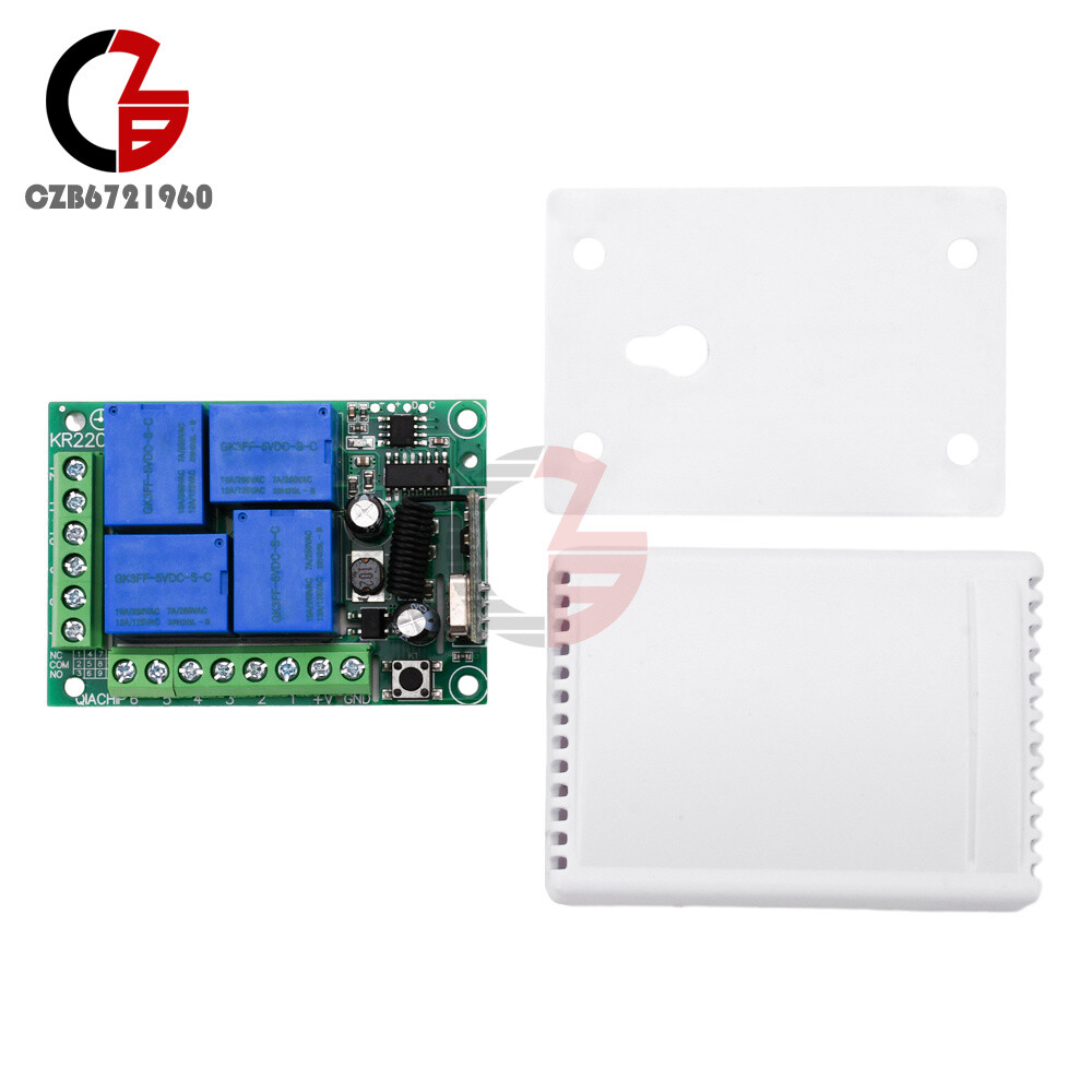 433Mhz Remote Control Receiver RF Wireless Switch 4CH Relay Module Transmitter