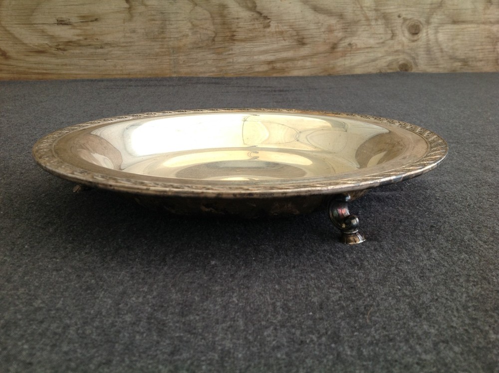 Footed Silverplate Round Serving Tray