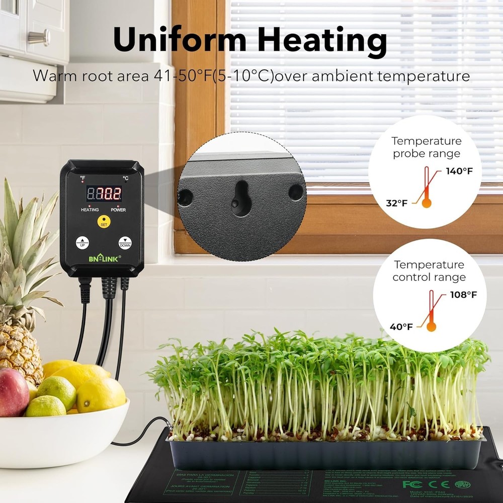 48" x 20.75" Hydroponic Heating Pad with Waterproof Design & Digital Control
