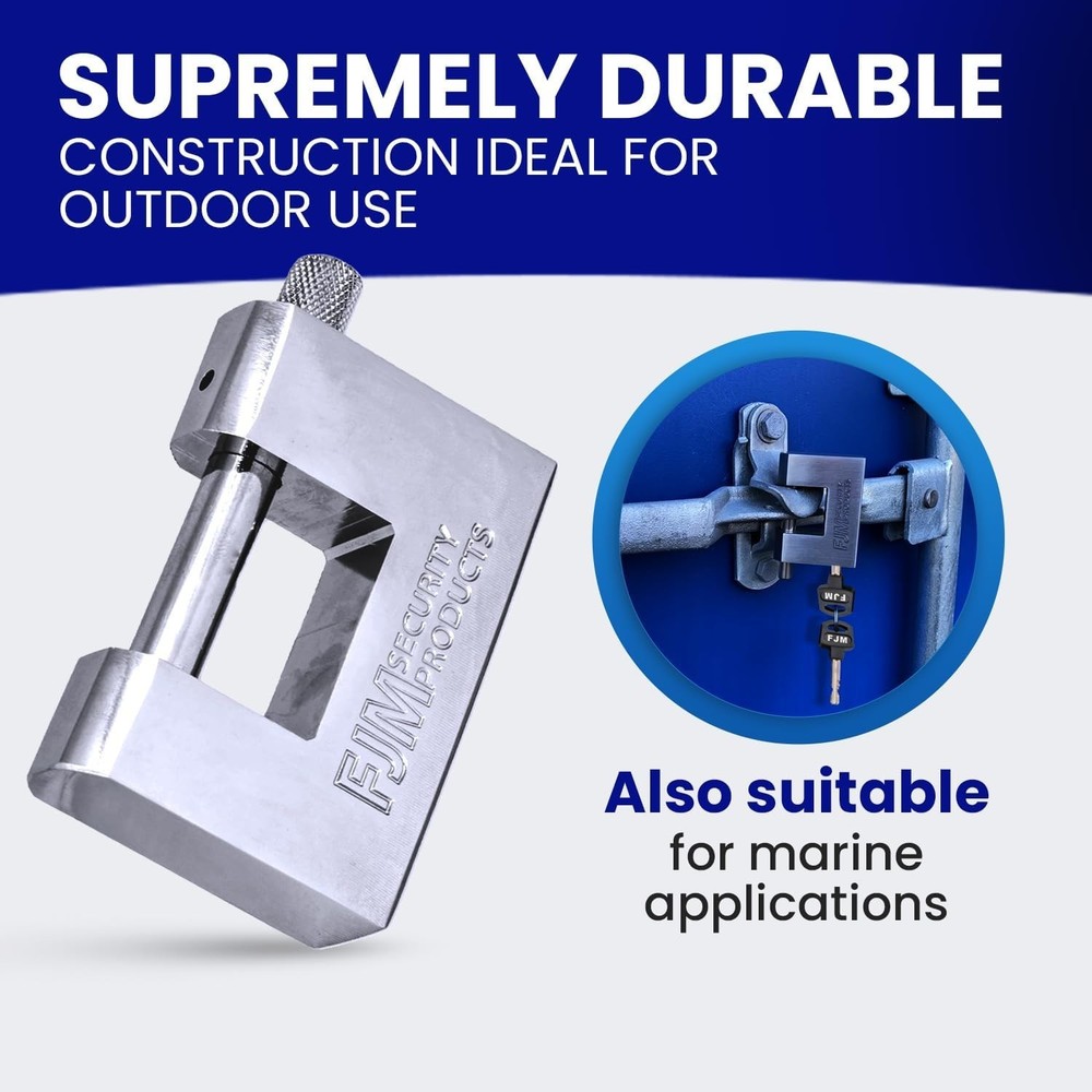 High Security D-Style Padlock, Chrome Finish, Keyed Alike