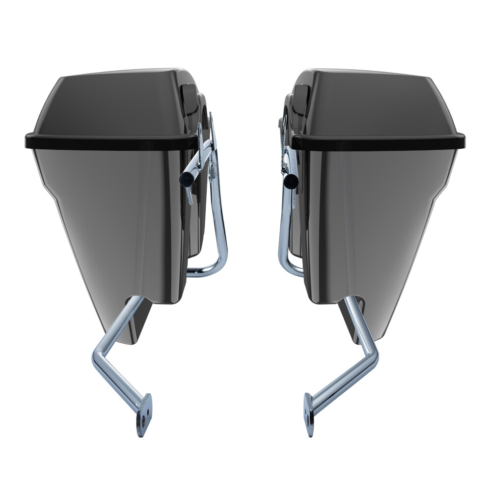 Vivid Black Stretched Saddlebag Conversion Kit Latch Hardware For 94-17 Softail