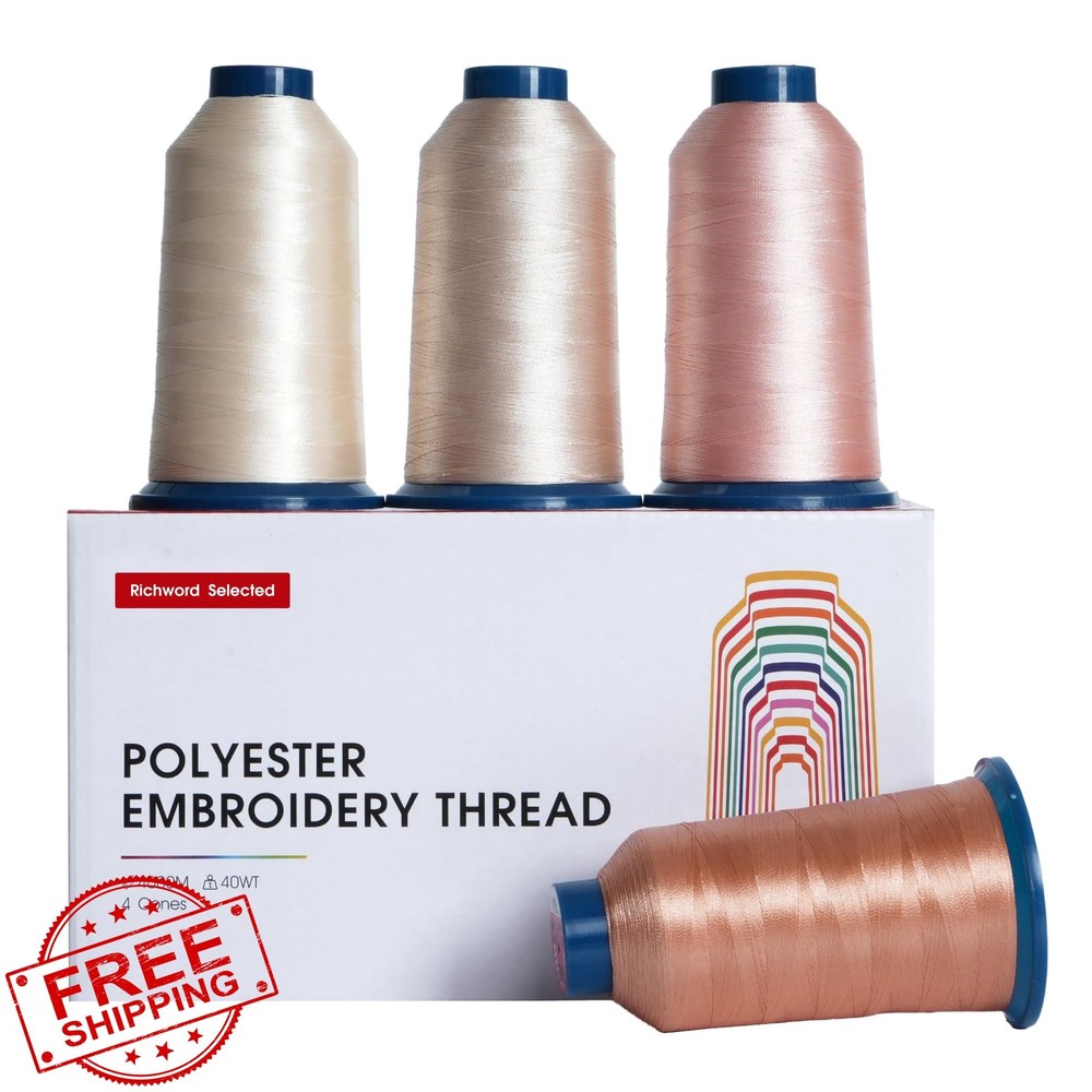 Poolin Black White Embroidery Thread Set 4 Rolls 40WT