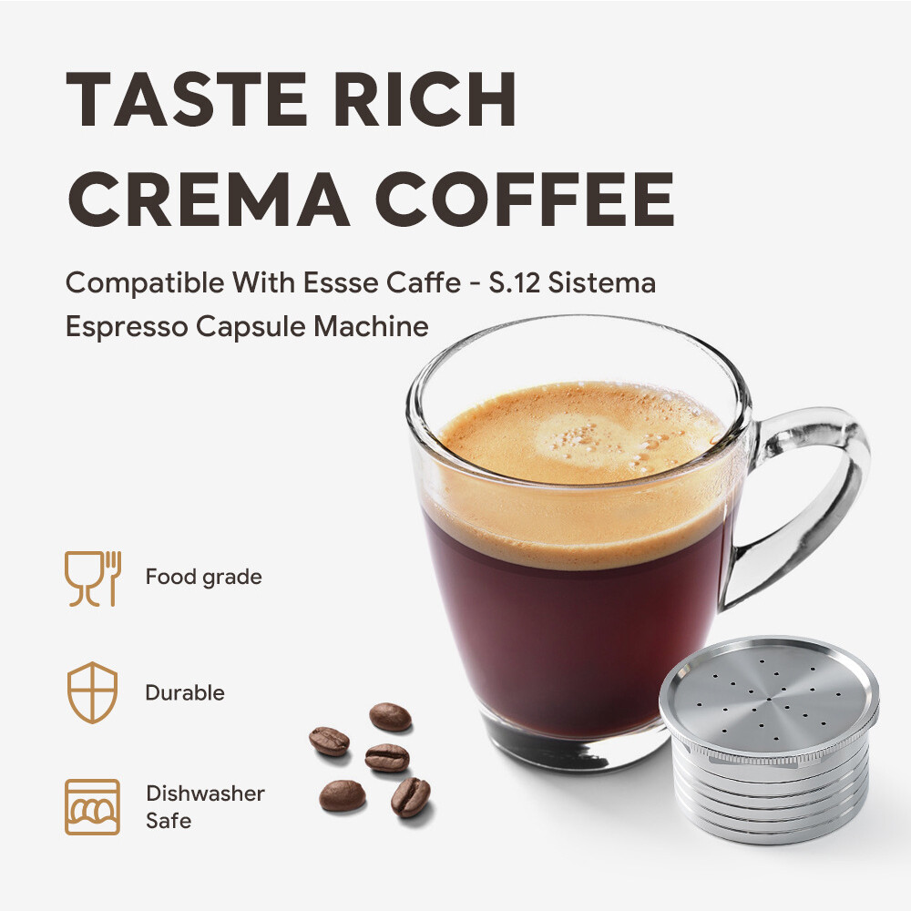 For Essse Coffee Maker Refillable Capsule Coffee Filter Reusable w/ Spoon+Brush