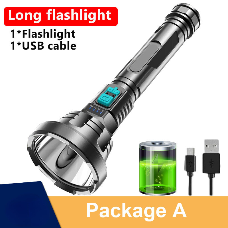 100000LM LED Flashlight Tactical Flash light Waterproof Camping Hand Light USB