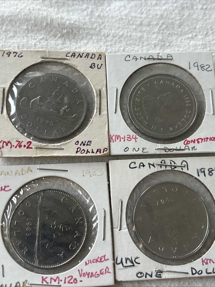 Canada 1976, 1982, 1983, 1987 DOLLAR (4 Coins)