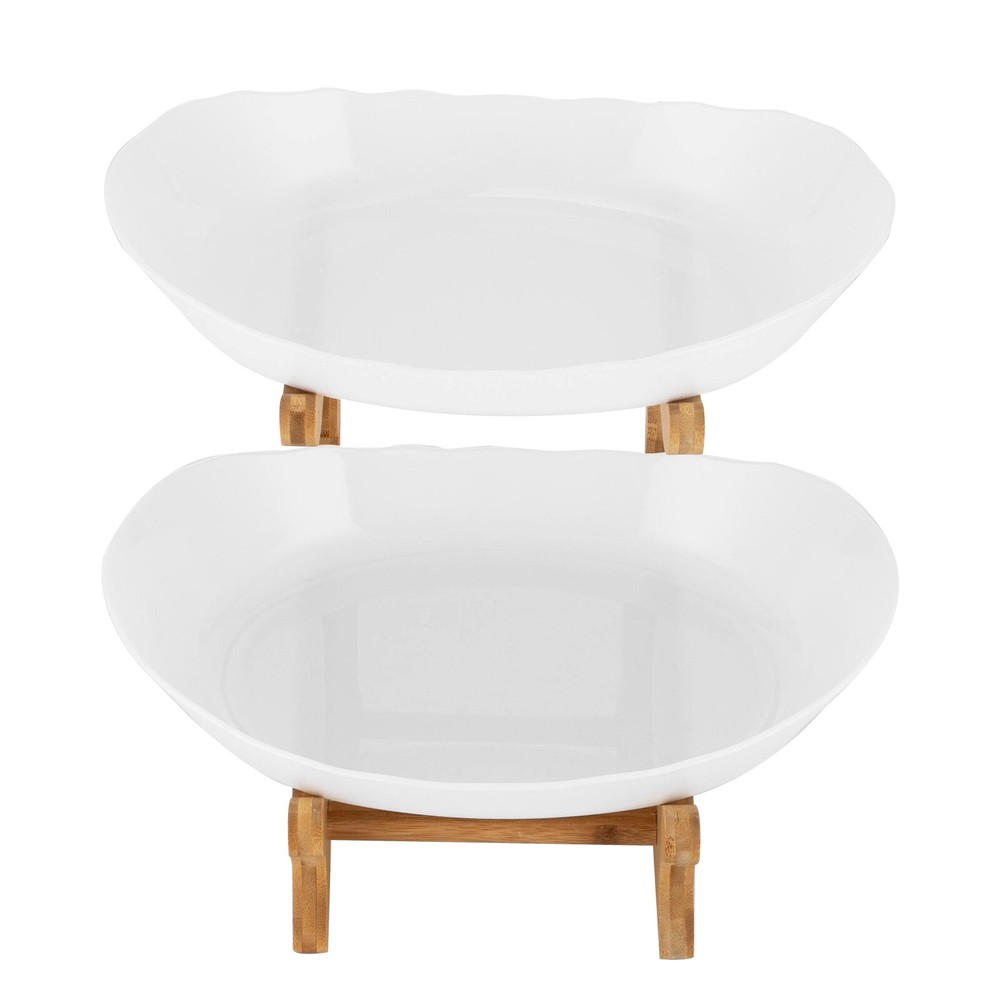 2 Tier Fruit Bowl, Fruit Basket Stand, Fruit Serving Tray