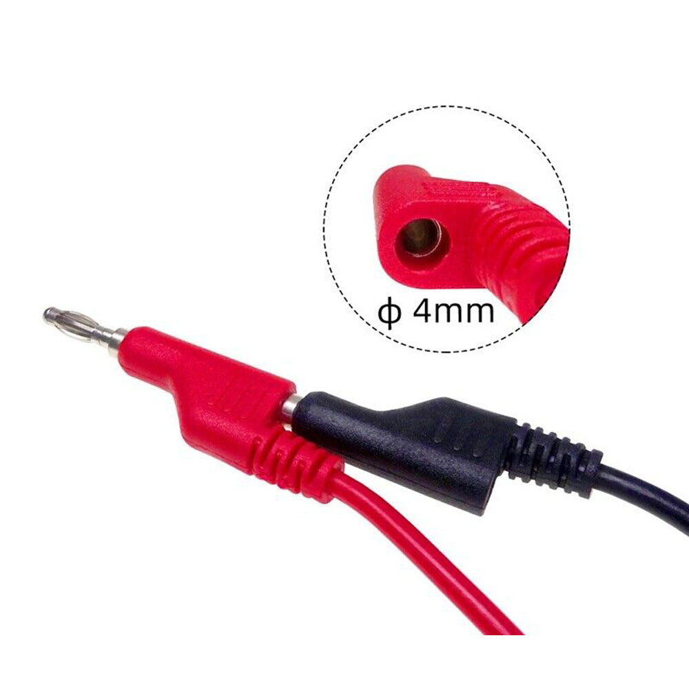 10PC 4mm Stackable Banana Plug to Test Hook Clip Test Leads Mini Grabber Cables