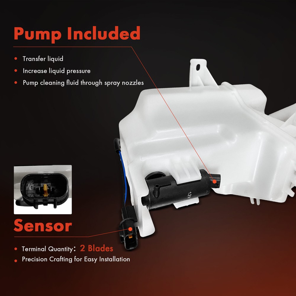 Windshield Washer Reservoir with Cap & Pump & Sensor for Kia Optima 2017-2020