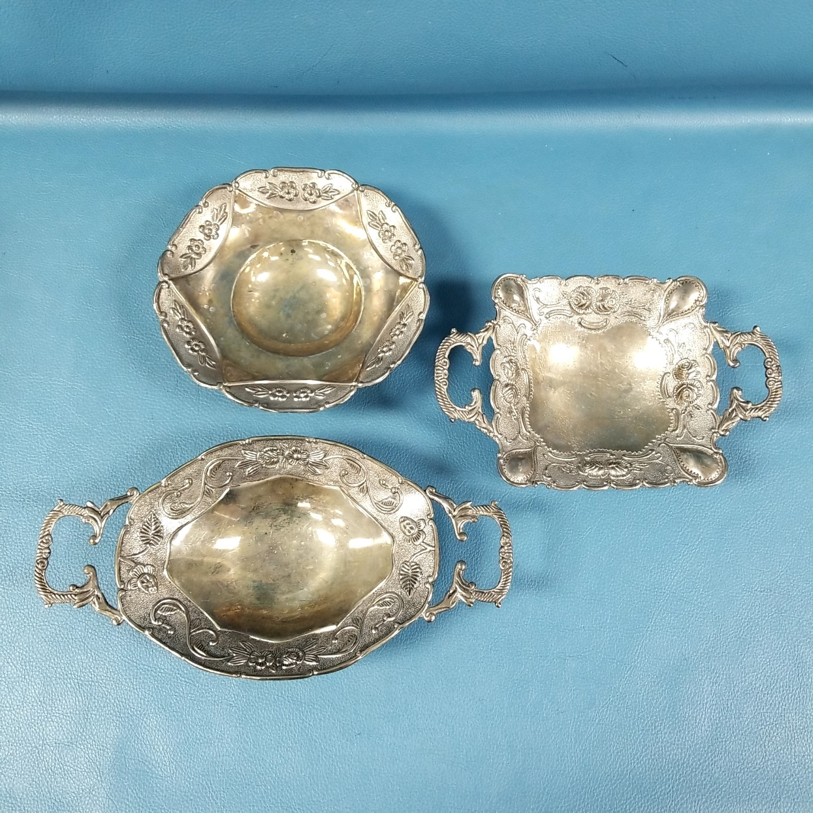 3pc Set of Vintage Studio Silversmiths Silver Plated Trinket Serving Dishes