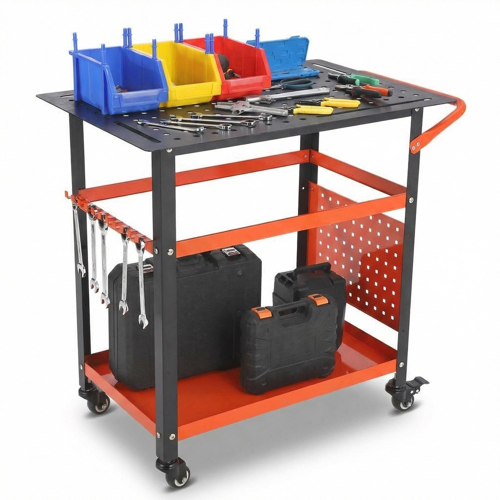 36"x24" Welding Table ,Heavy Duty Rolling Welding Workbench 600LBS Tool Storage