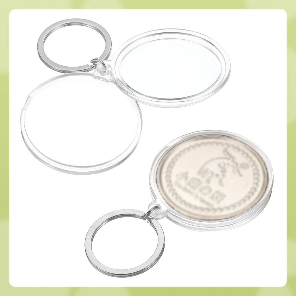 Plastic Coin Holder Keychain, 4Pcs Coin Case with Key Ring, Silver