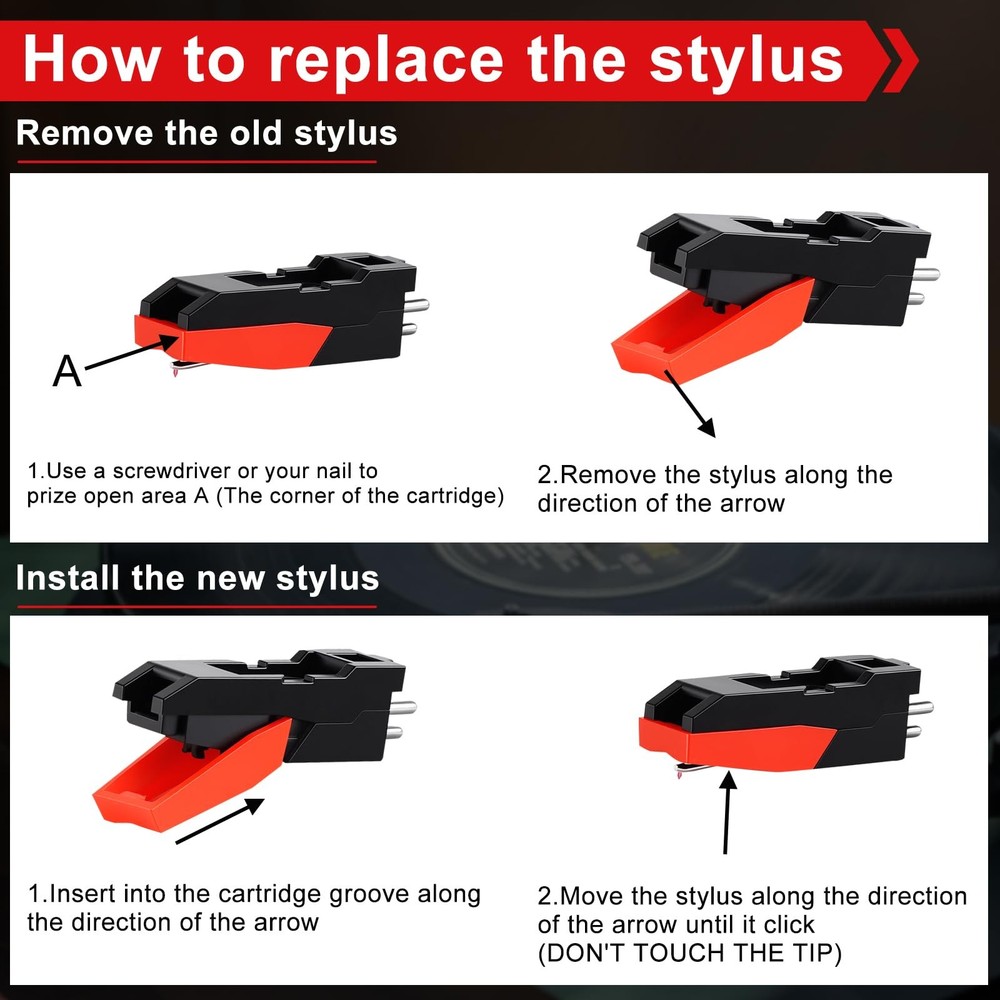 6 Pack Record Player Needle Replacement, Upgraded Vinyl Record...