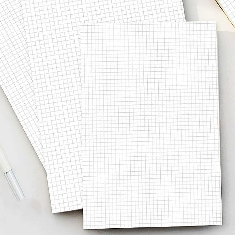 A5 Unpunched Grid Refill Paper - Graph Paper for Ring Binder/Discbound Notebook