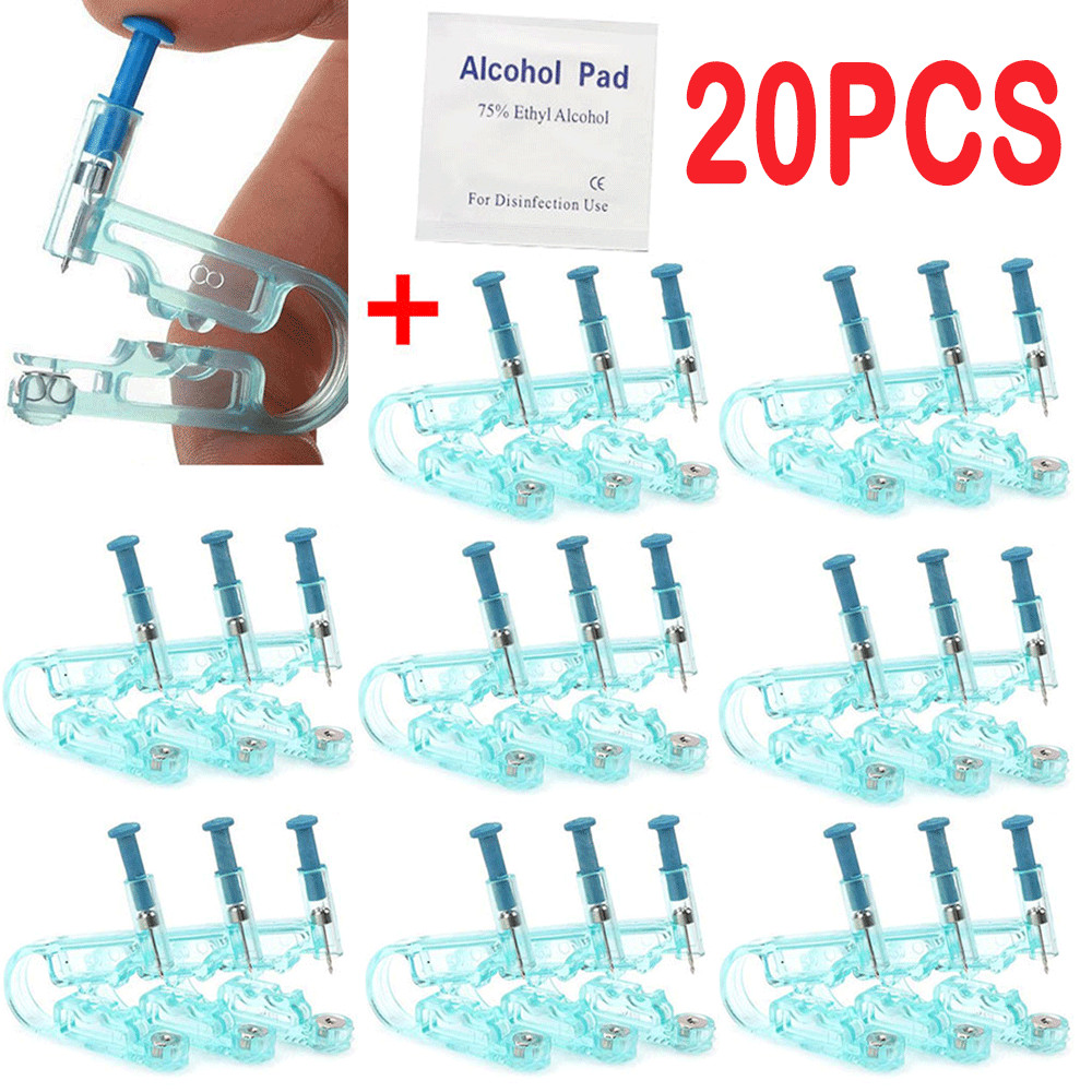20PC Disposable Ear Studs Piercing Gun Ear Stud Piercing Piercer Healthy Tools