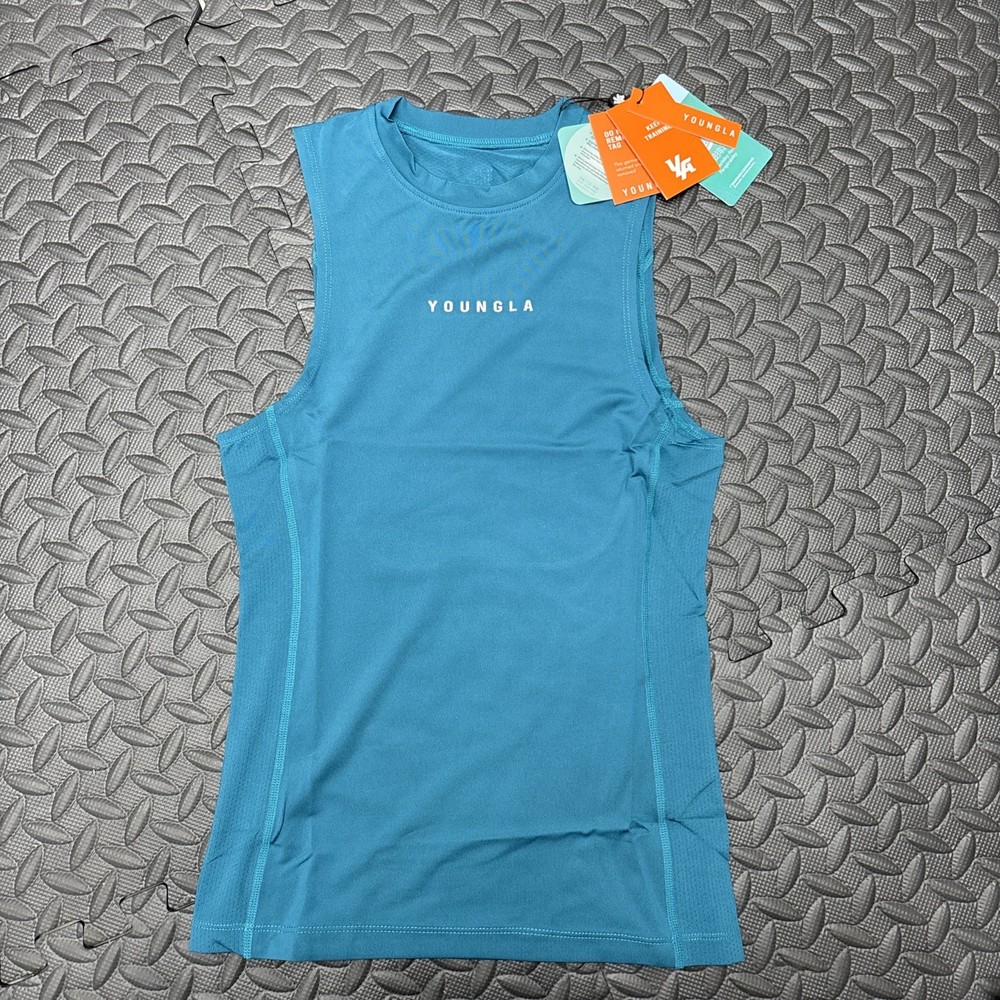YoungLA 341 Blitz Compression Tank Top Teal Small Muscle Tank Gym YLA NWT ✅