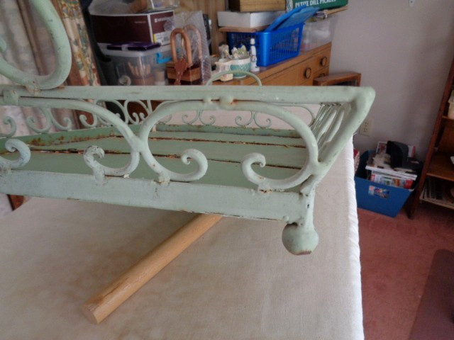 Antique Plant Tray green iron scroll work