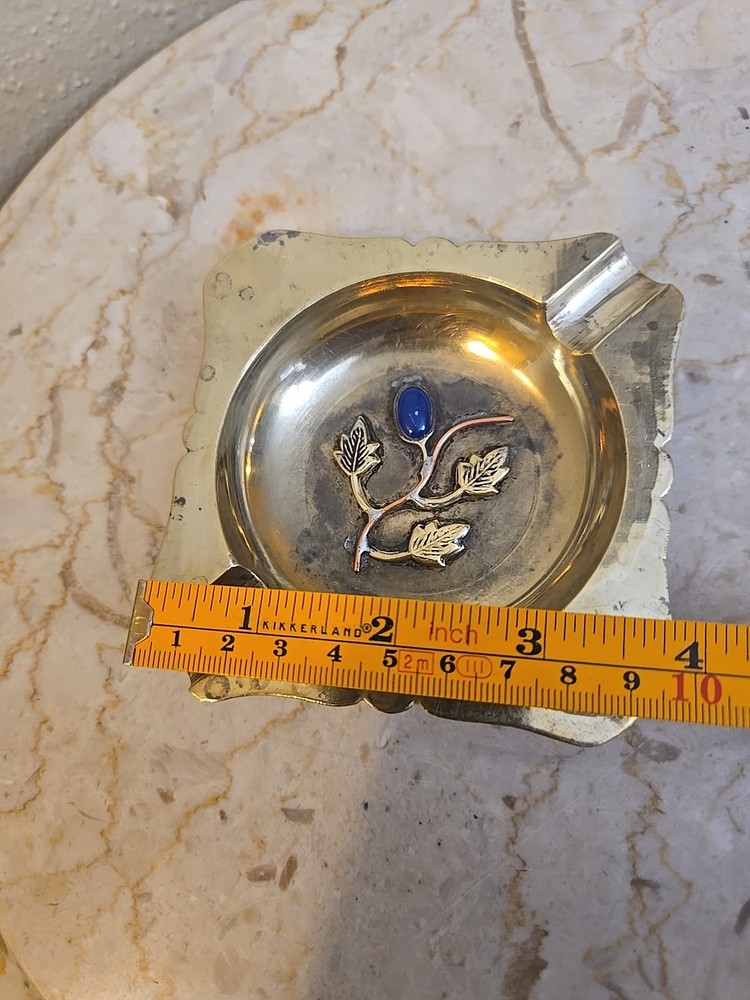 Vintage Chinese Solid Brass Ashtray Small