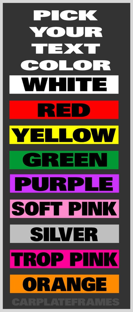 THIN FRAME ROOM FOR STICKER CUSTOM PERSONALIZED License Plate Frame COLOR CHOICE