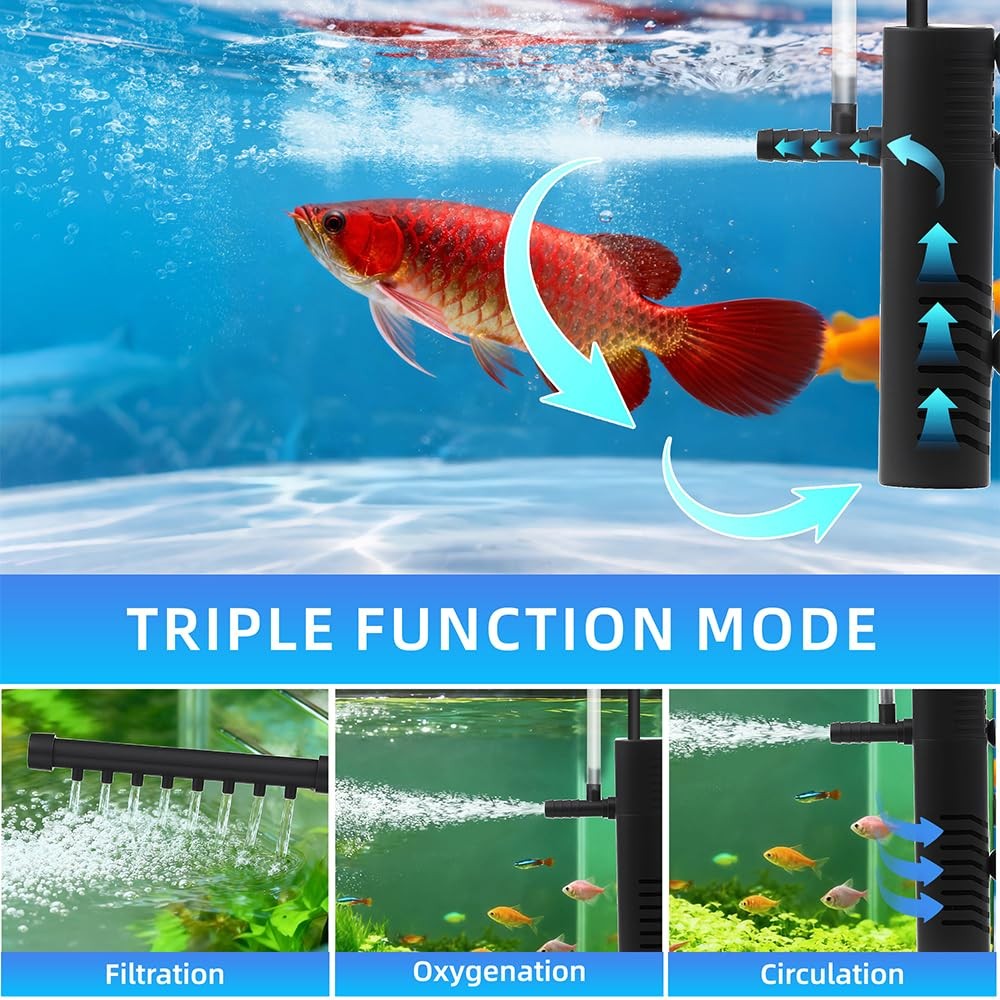 Submersible Internal Aquarium Filter Multiple Function Powerful Pump Fish Tan...