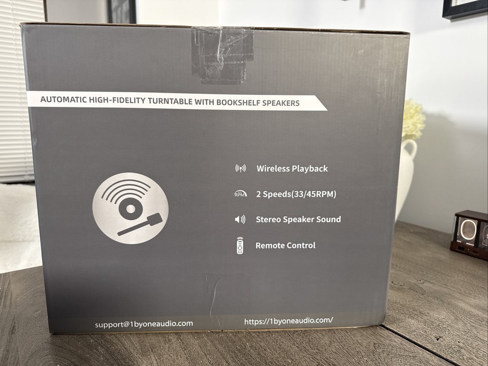 1 By ONE Fully Automatic Record Player, Auto Repeat Function, Speakers, Remote