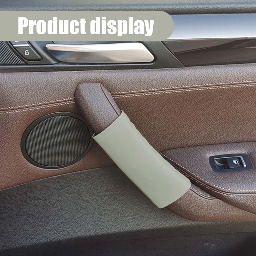 2PCS Car Grab Handle Cover, Anti-Scratch Auto Inner Front Rear Door Pull Gray