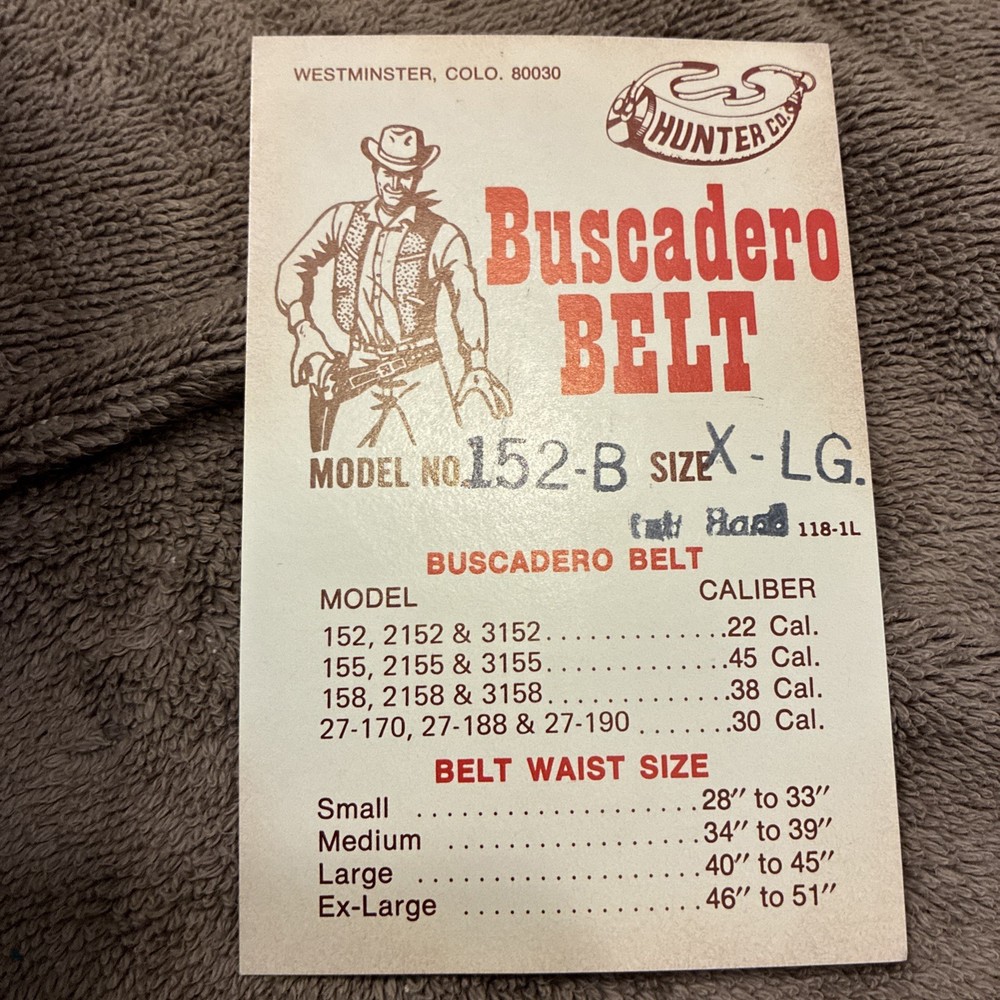 Hunter Fast Action Frontier Belt 152B LH XL