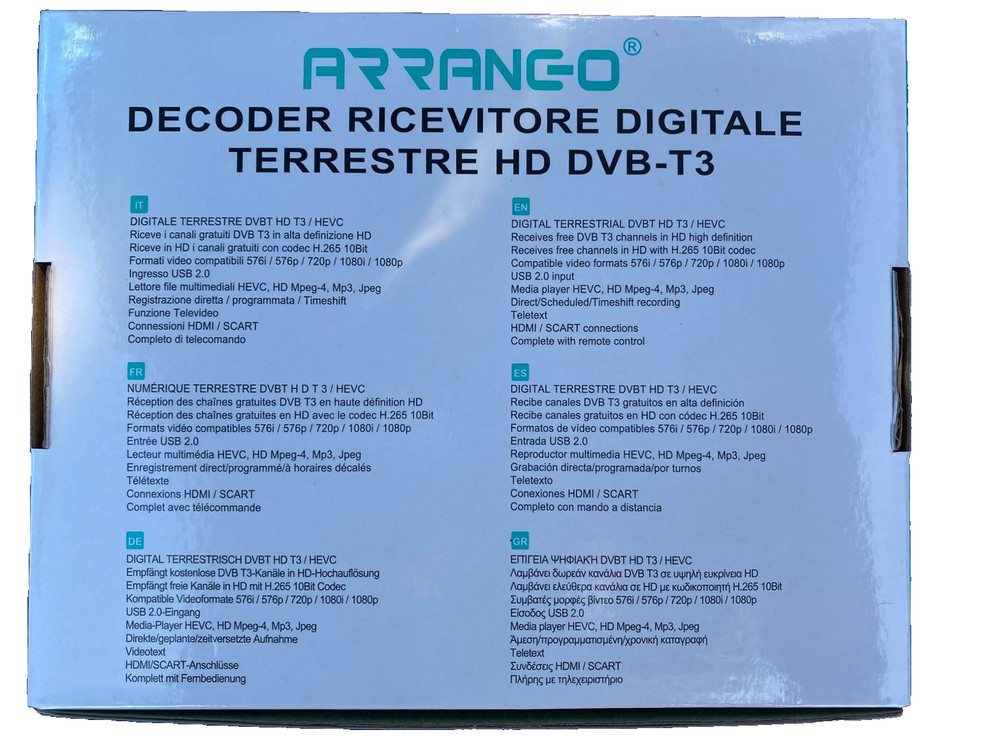 HD Digital Terrestrial Receiver Decoder DVB-T3 WIFI Adjustable ARRANGO AR76458