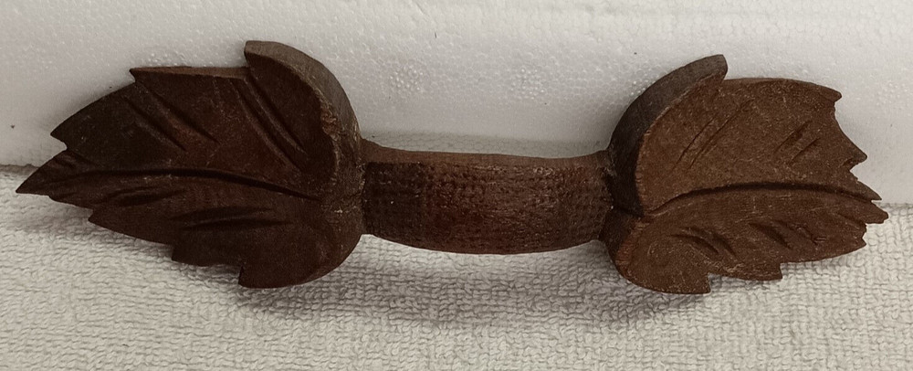 ANTIQUE WALNUT CARVED LEAF PATTERN DRAWER , DOOR HANDLE/PULL HORIZONTAL,VERTICAL