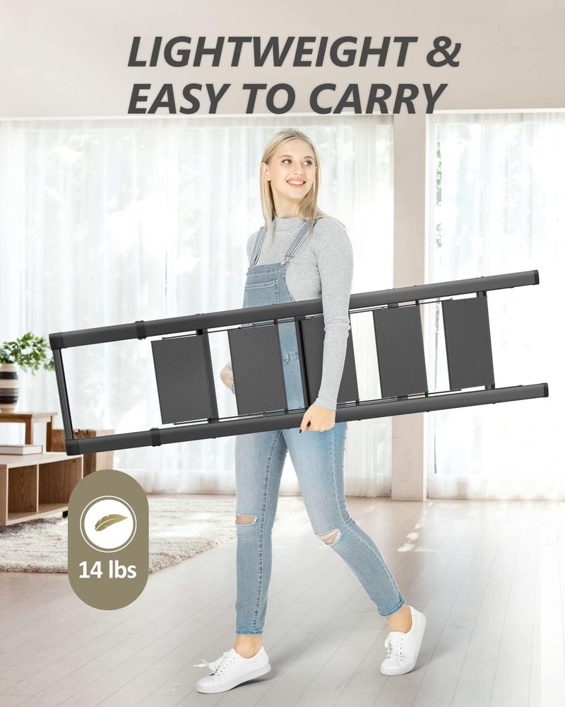 5 Step Ladder, Folding Stool, Portable Iron Foldable Black 5 step,